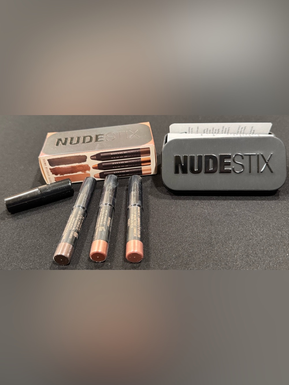 Nudestix Mini Nude Metallics Eye Kit Nwt Nudity Burnish Smoke 3 Pc Tin
